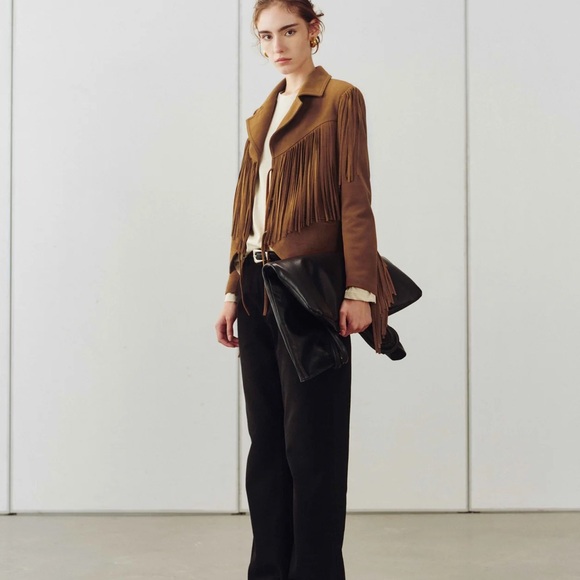 Hemi Blurr Goatskin Fringe Suede Jacket in Tan - Picture 3 of 4